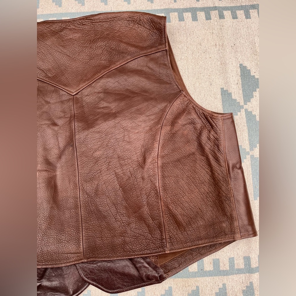 Coronado Bison Leather Laredo Concealed Carry Western Vest Brown Handmade Retro - Picture 3 of 16